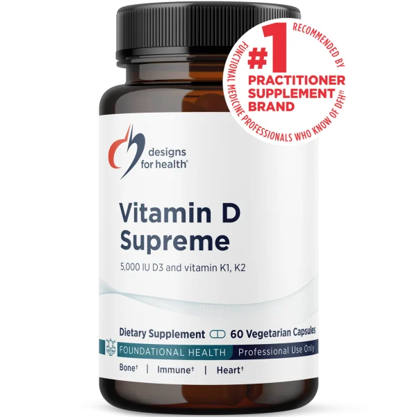 Designs for Health Vitamin D Supreme – D3 5000 IU, K1 & K2 (MK-4) with GG-Gold®