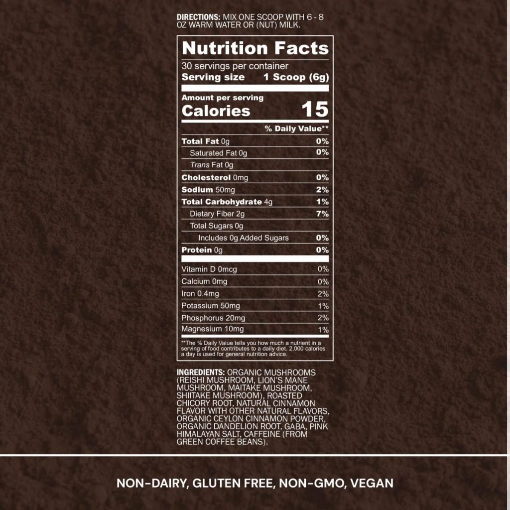 Super Shrooms Nutrition Facts