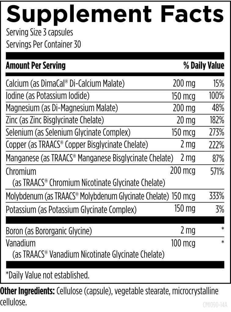 Supplement Facts för Complete Mineral Complex - 12 mineraler med doser