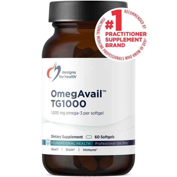 Designs for Health OmegAvail™ TG1000 – Triglyceride-Form Omega-3, 1000 mg per Softgel