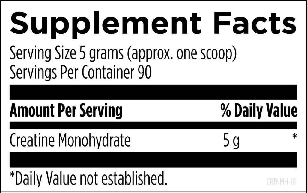 Supplement Facts för Creatine Monohydrate Powder