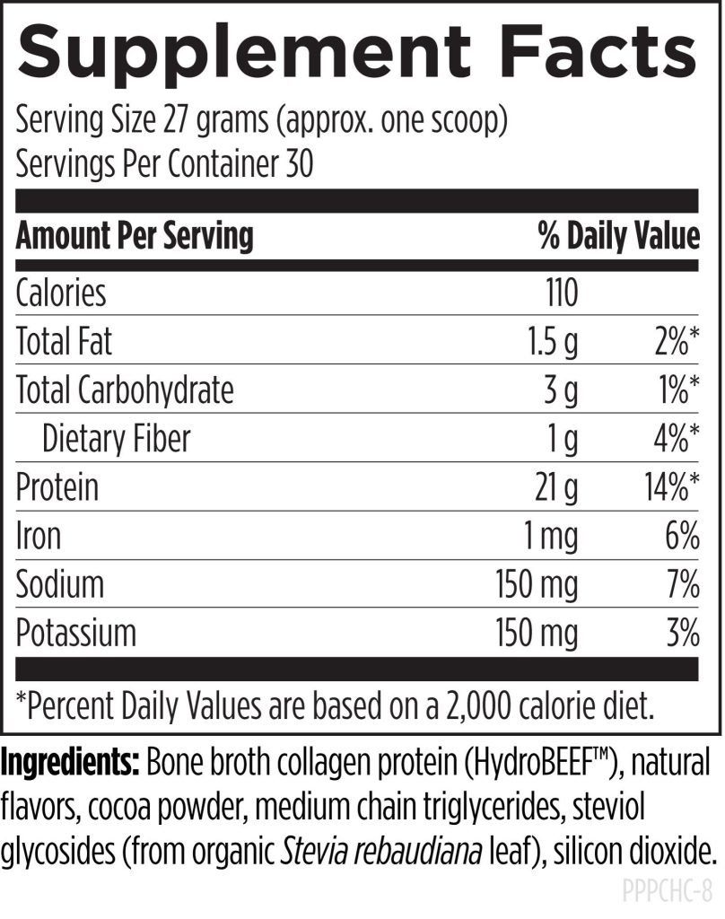 Supplement Facts för Bone Broth Protein - näringsvärden och ingredienser