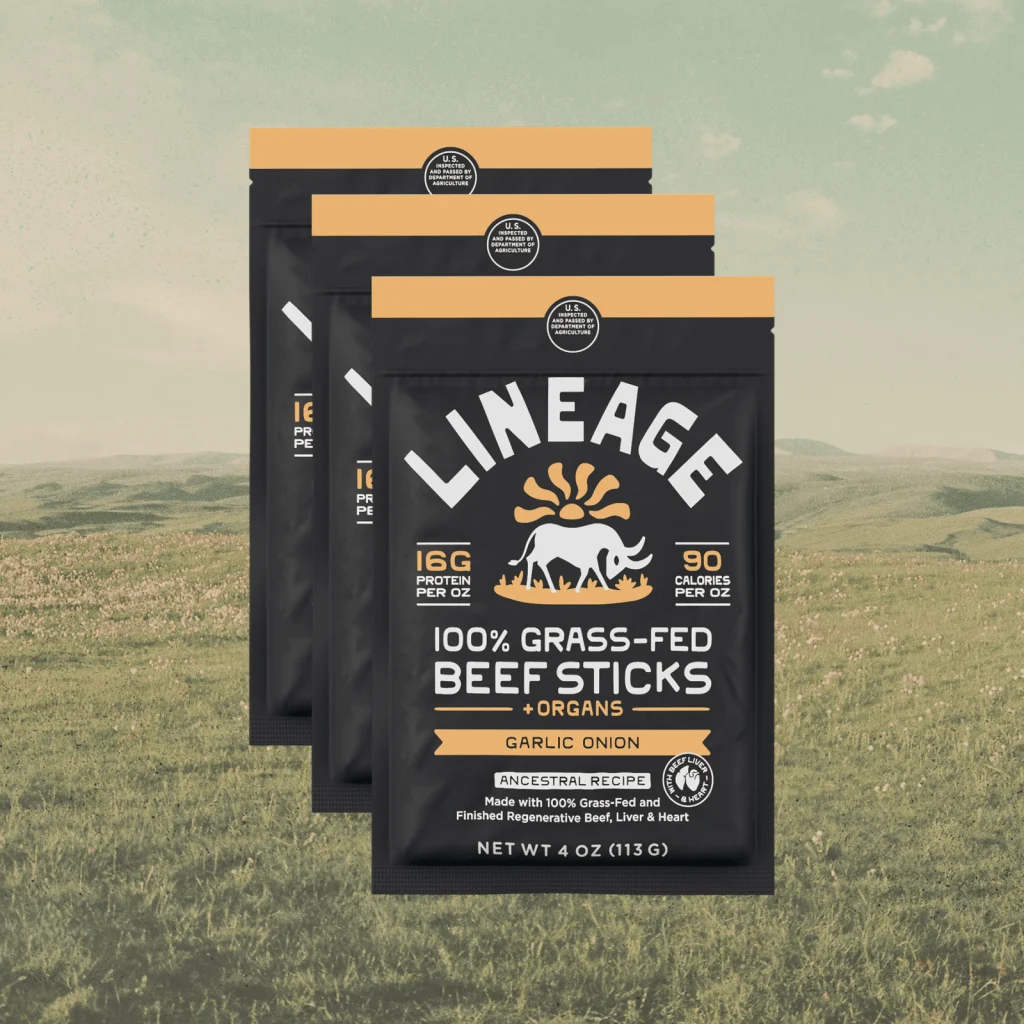 Trepack Lineage Ancestral Beef Sticks Garlic and Onion med ekologisk vitlök och lök