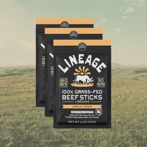 Lineage Ancestral Beef Sticks – Garlic & Onion (3-Pack)