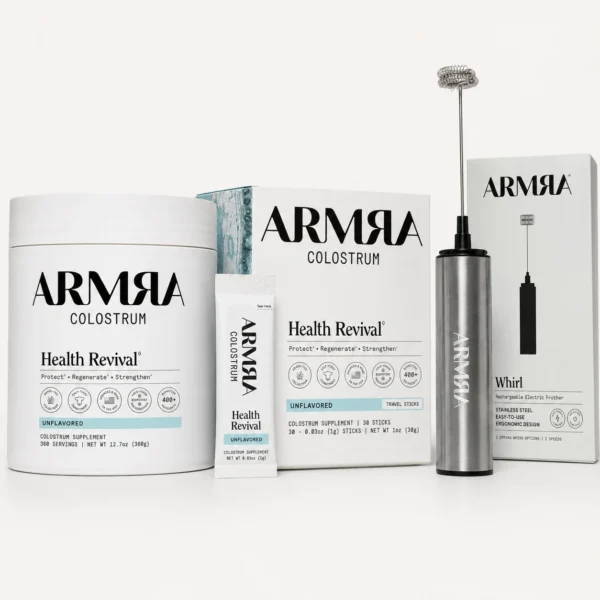 Colostrum Year Bundle – XL Jar, Travel Sticks & Frother
