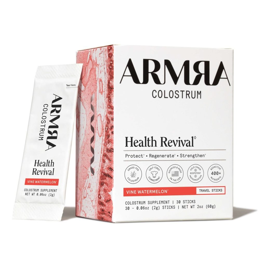ARMRA Colostrum Vine Watermelon Travel Sticks, förpackning