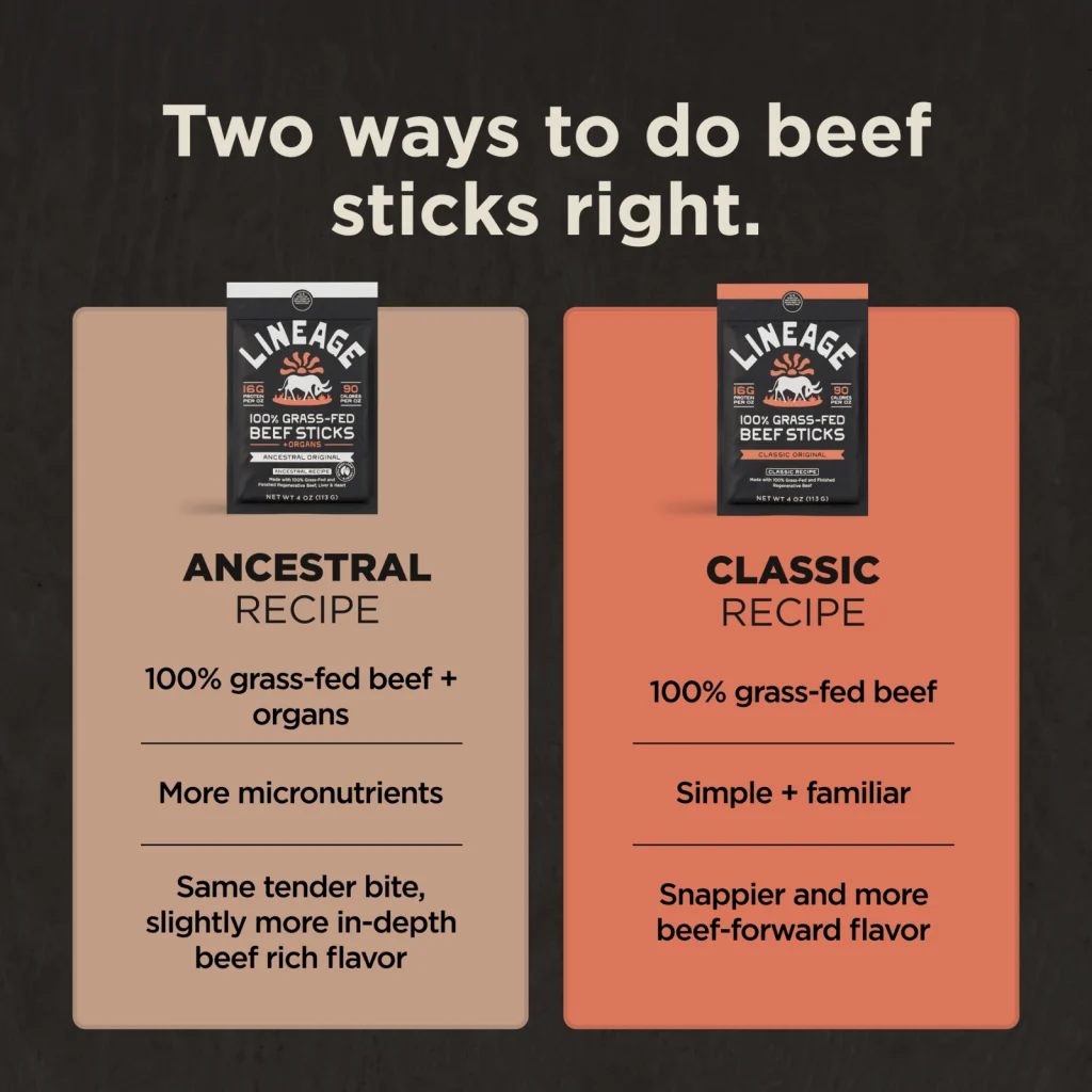 Lineage Beef Sticks - 100% gräsbetad nautkött detaljbild