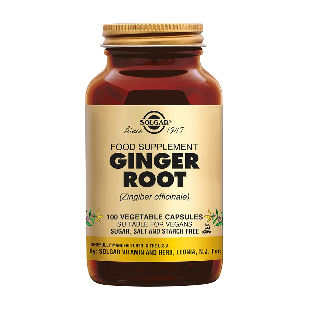 Solgar Ginger Root, 100 kapslar, förpackning