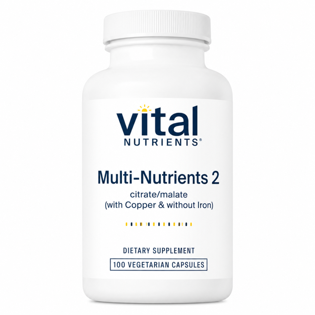 Vital Nutrients Multi-Nutrients 2 – Citrate/Malate Multivitamin with Copper, No Iron (180 Capsules)