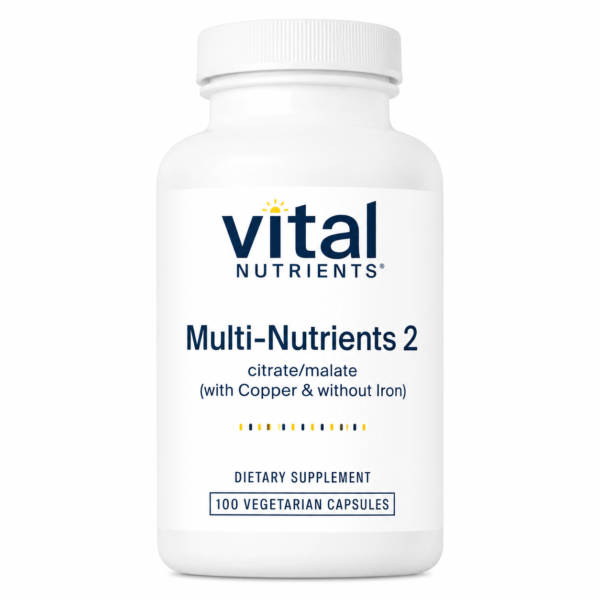 Vital Nutrients Multi-Nutrients 2 – Citrate/Malate Multivitamin with Copper, No Iron (180 Capsules)